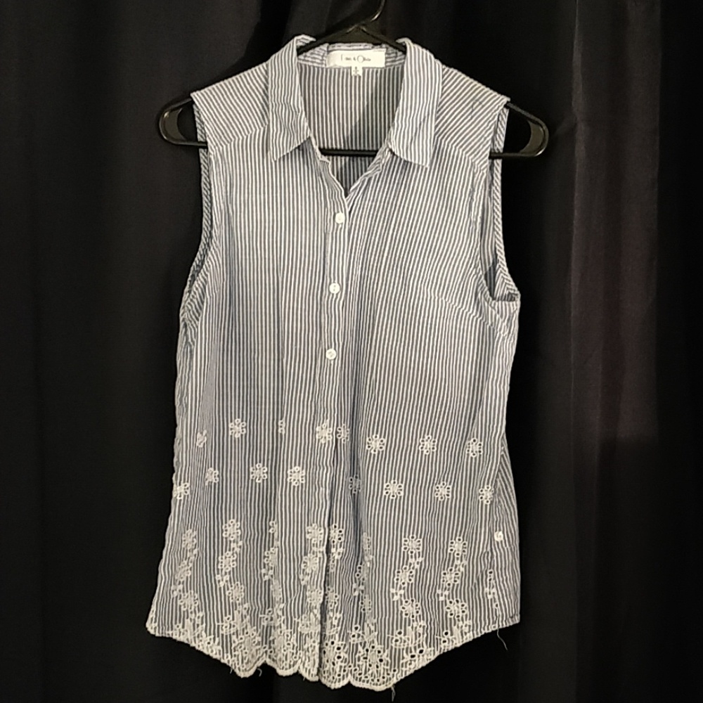 Pinstripe sleeveless buttondown